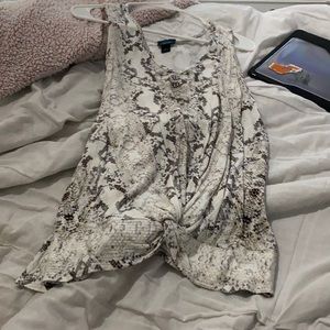 Cute patterned tank top with tie in the front